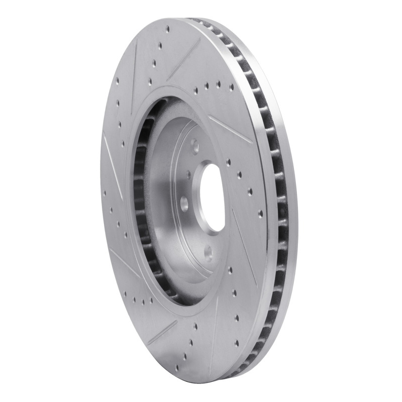 Infiniti QX70 Brake Rotor (1) - Front Right - R1 Concepts - Drilled & Slotted - Silver - `08-`25